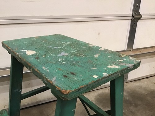 Primitive Antique Wood Folding Step Ladder Stool w/2 Retractable Steps