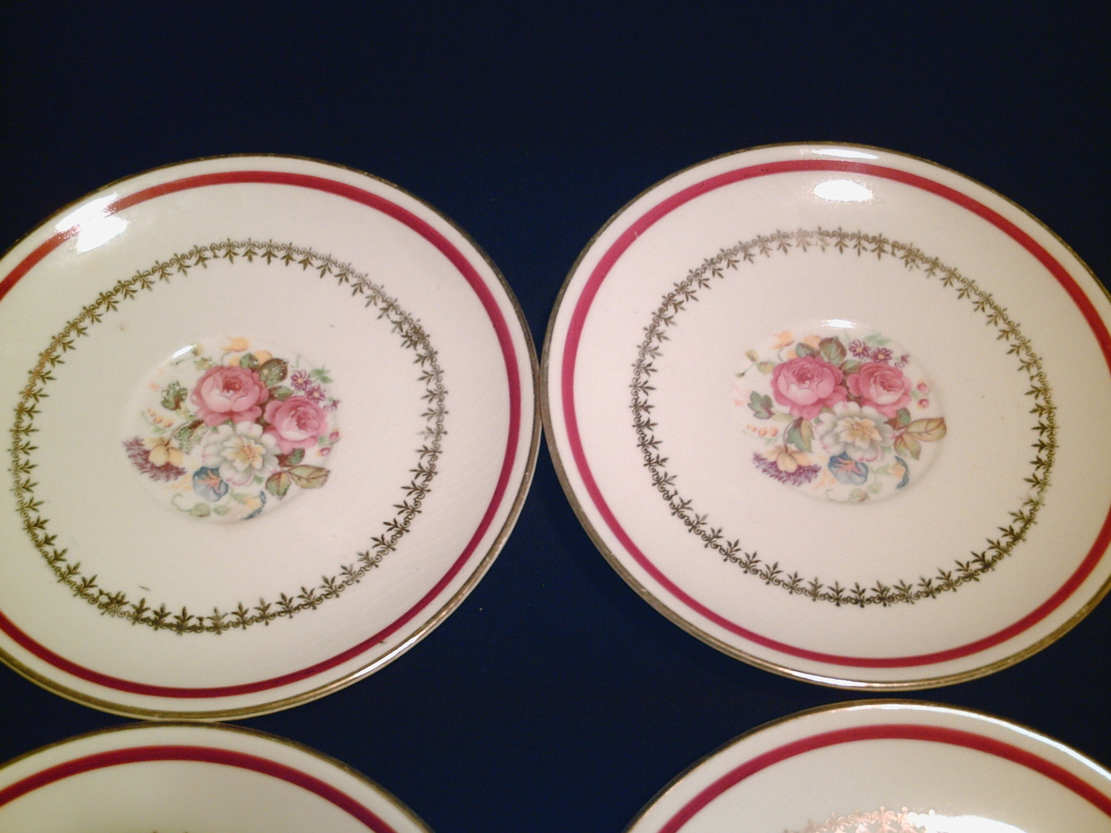 VINTAGE Set Of 6 Crooksville China 1243 Made In USA Fine Wild Rose Saucer Plates