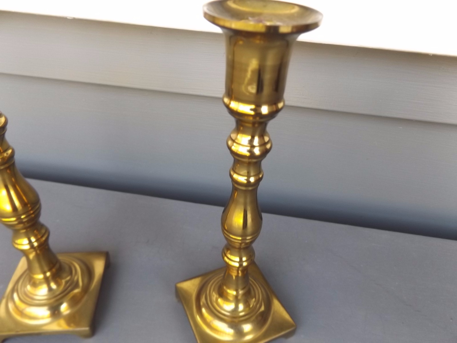 Vintage Pair Valsan Brass Taper Candlestick Holders Made in Portugal