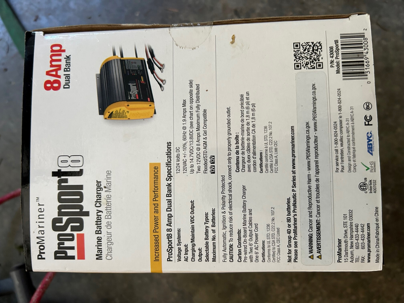 ProMariner ProSport 8 Gen 4 HD 8 Amp 2 Bank On-Board Marine Boat Battery Charger