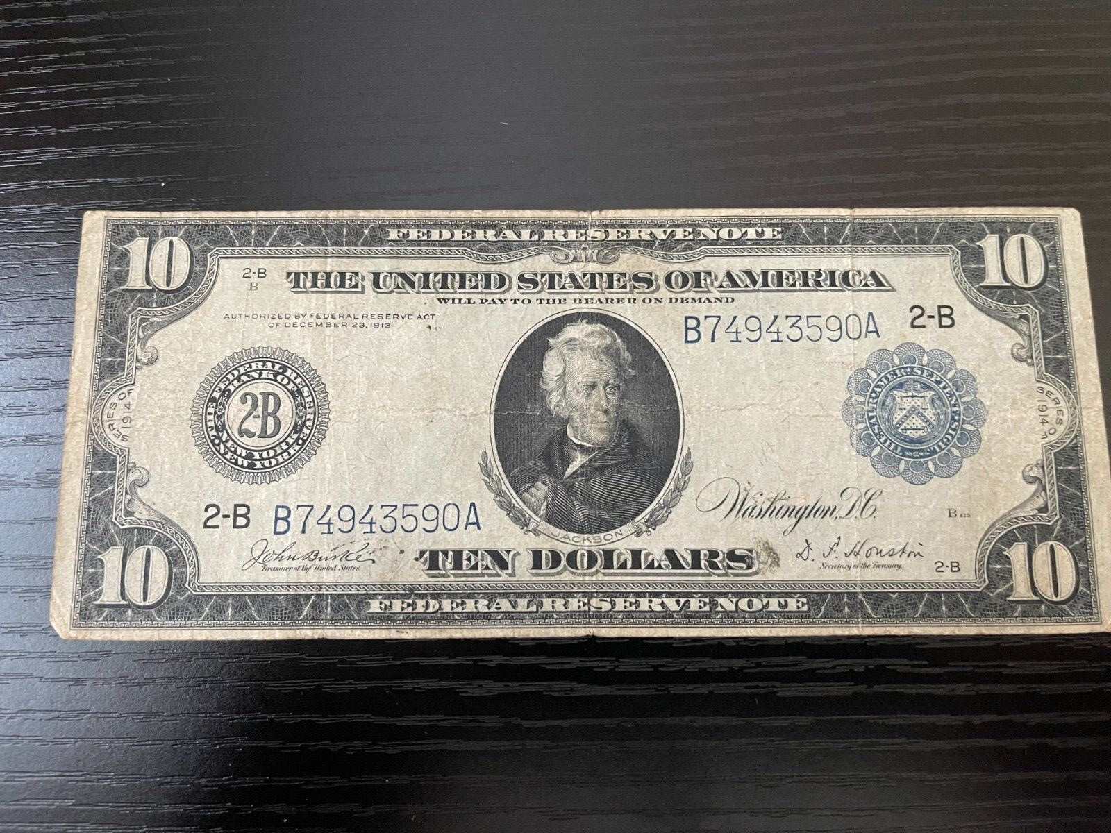 ア*イ様 ★レア★ アメリカ　旧紙幣　10ドル札 1914年 1914 $10 Dollar Federal Reserve Note Large Note. 2B blue