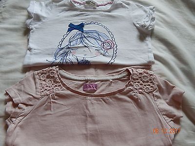 (2) Euro Brand NEXT Girls size 8-9 Tops Shirts Girl and dusty Rose crochet EUC