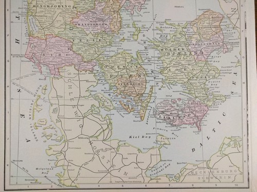 Vintage 1901 DENMARK Map 11
