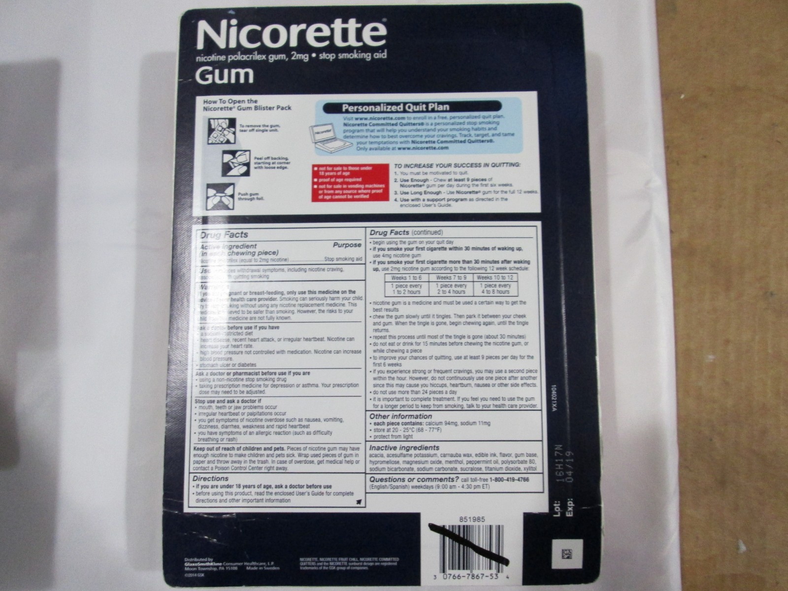 Nicorette Fruit Chill 4 mg Nicotine Polacrilex Gum 200 pcs NEW SEALED