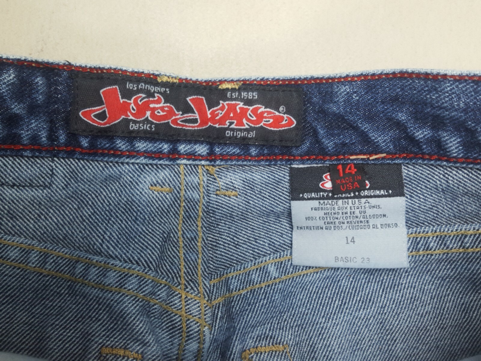 Vintage 90s Jnco Basic 23 Wide Leg Blue Jeans juniors Size 14 26 Inseam USA MADE