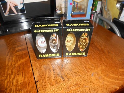 NECA LOT OF 2 RAMONES SHOT GLASS SET [4 GLASSES TOTAL] GREAT DETAIL BRAND NEW FS