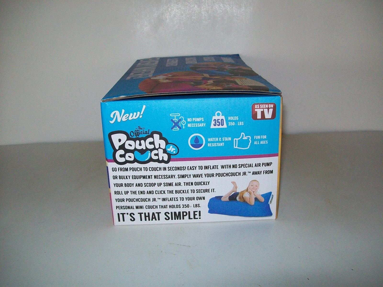 The Official Pouch Couch Jr. Lounger Blue Carry Pouch Included Holds 350 LBS