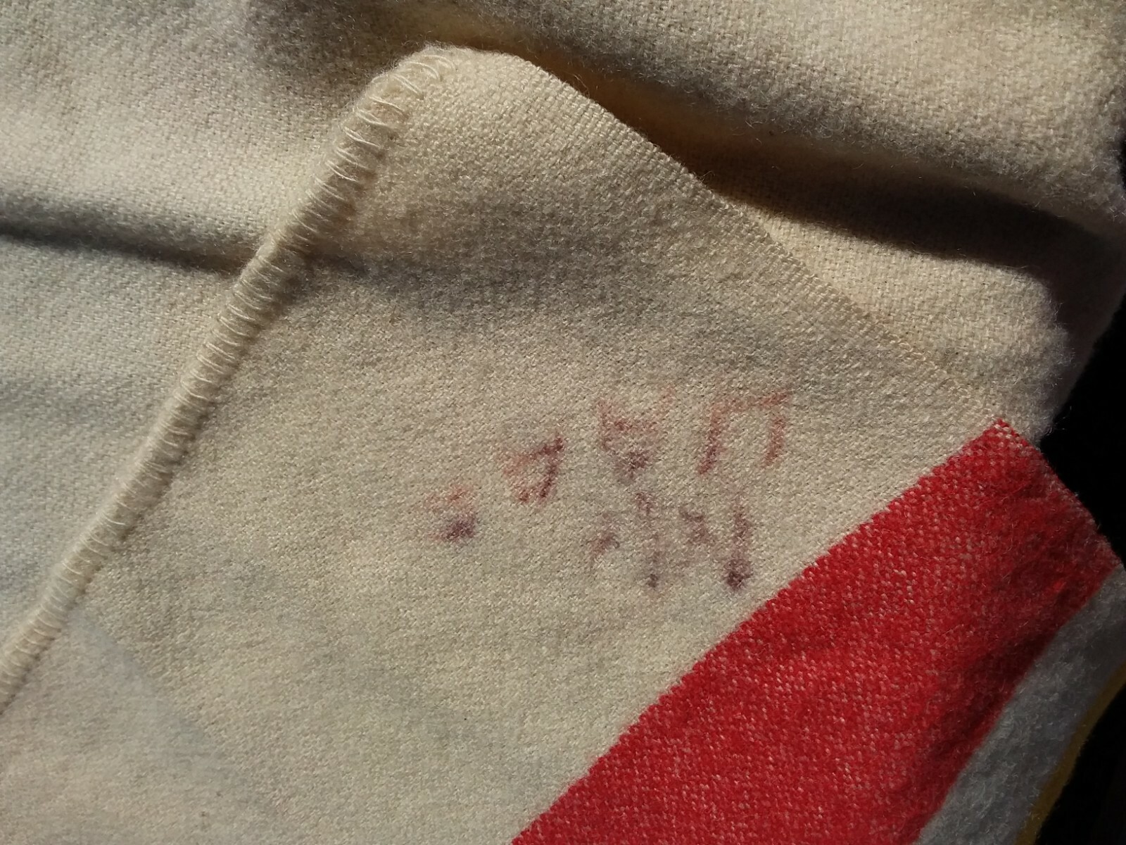 Vintage Hudson Bay type Trade blanket wool hand sewn binding 78 x 90 - Used