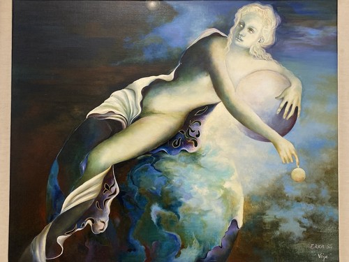 🔥 Fine Vintage French Modern Surrealist Fantasy Mythology Goddess Oil Painting