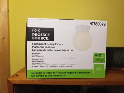 Project Source 5.98'' LED Flush Mount Ceiling Fixture, Matte White. New In Box.
