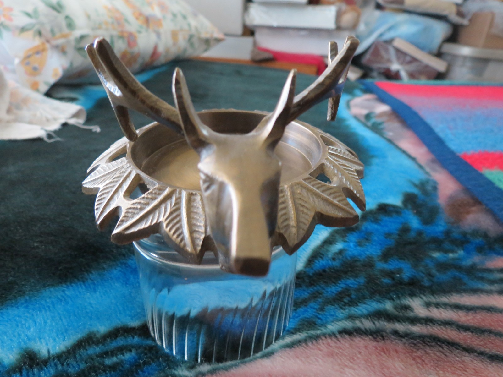 Vintage Brass Deer Stag candle holder