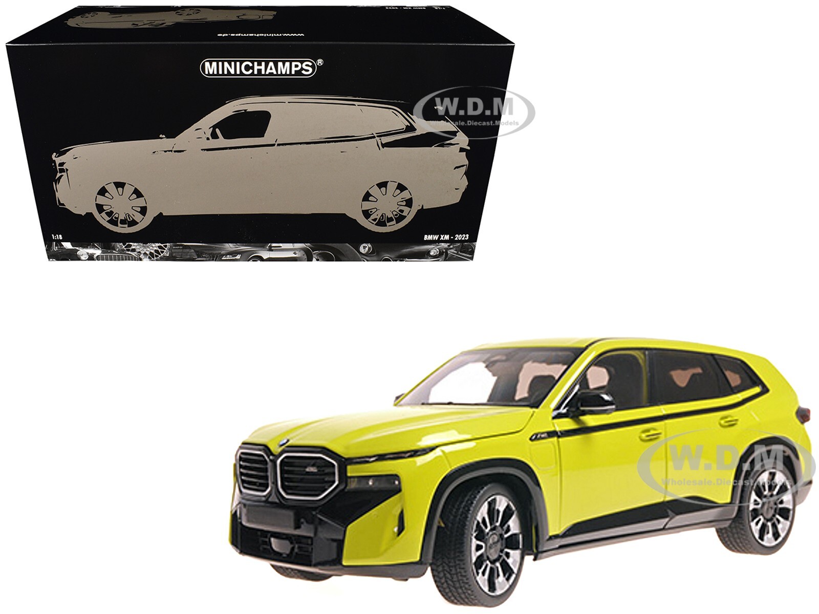 2023 BMW XM YELLOW 1/18 DIECAST MODEL CAR BY MINICHAMPS