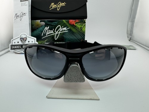 Pre-owned Maui Jim Waterman Mj 410-2m Matte Black W/ Neutral Grey Polarized Sunglasses