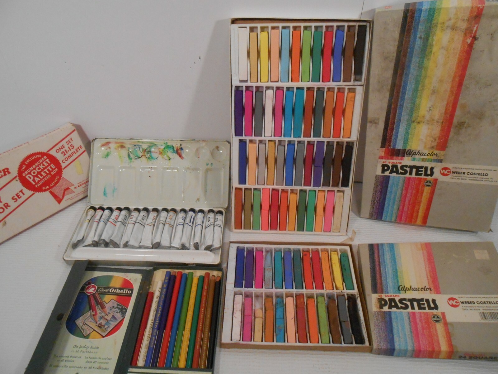 Lot of Assorted Vintage Pastels, Water Color, Swan -Stabilo, Artist Supplies