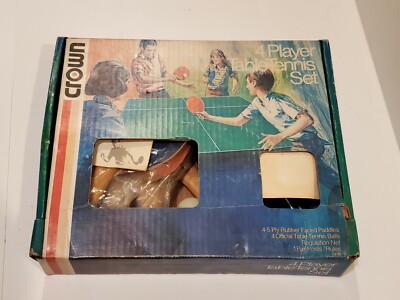 Vintage CROWN 4 PLAYER TABLE TENNIS SET 1974, PING PONG