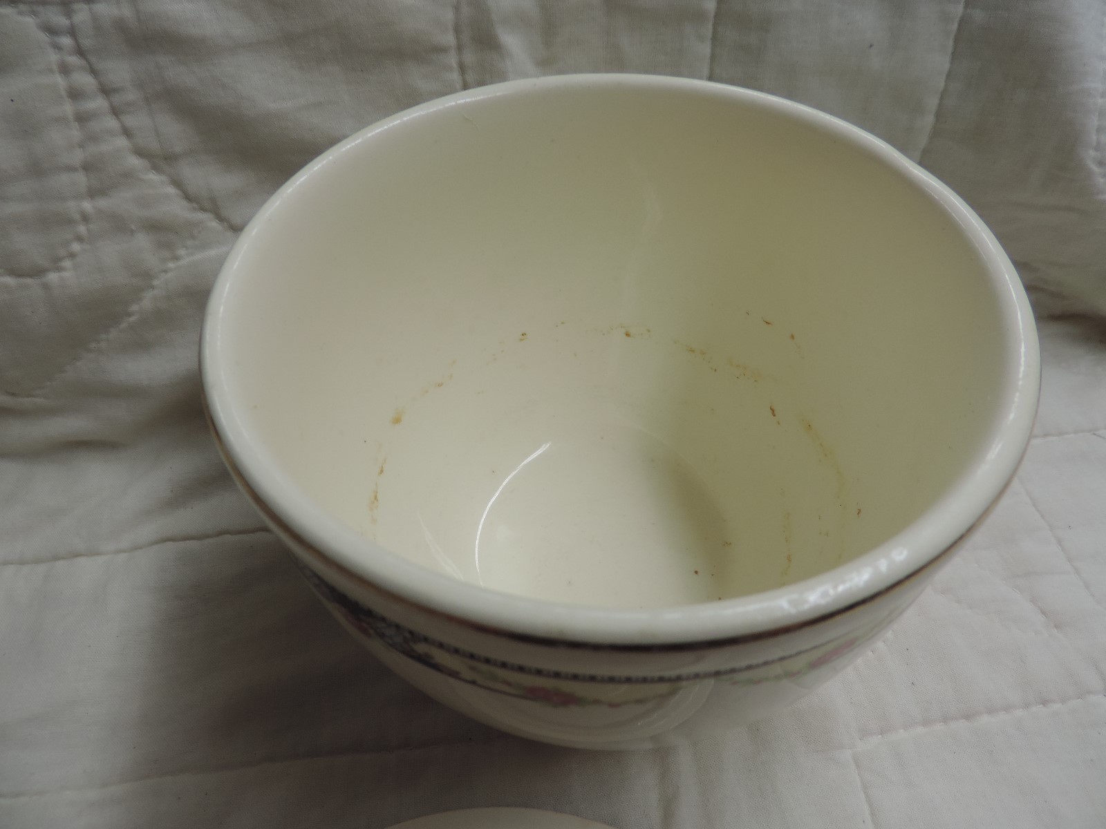 VINTAGE UNIVERSAL Camwood Pink Rose Swag Blue Panel Covered Bowl Refrigerator