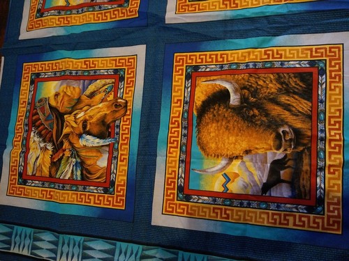 Springs Industries Tribal Elements Fabric Pillow Panel Indian Horse Buffalo 7267