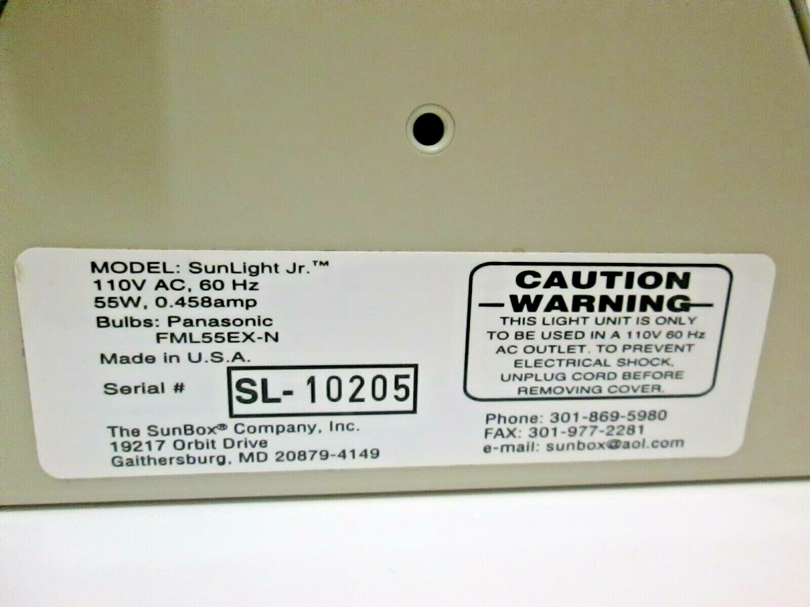 Sunlight Jr. Therapeutic Light Box 5000K SunBox Full Spectrum SAD Therapy Vit D