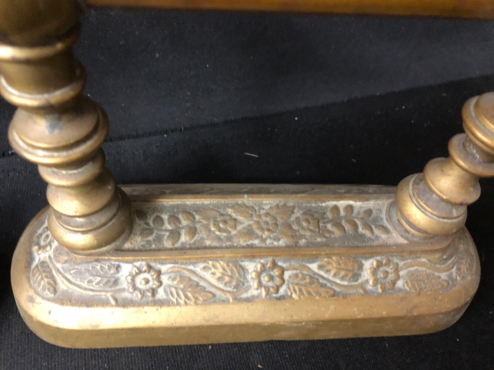 ORIGINAL ANTIQUE PAIR OF BRASS FIRE PLACE TOOL RESTS Ca 1860*