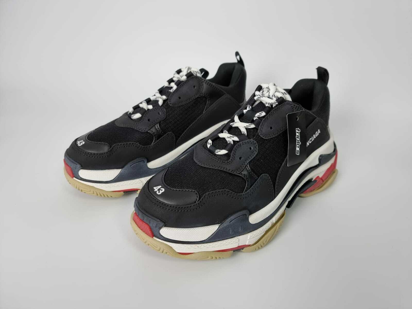 BALENCIAGA Triple S Men's Black And Red Sneakers New | eBay