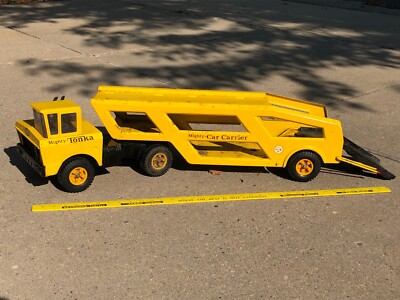 Vintage Tonka Mighty Motor Transport Auto Trailer Car Hauler Carrier Metal