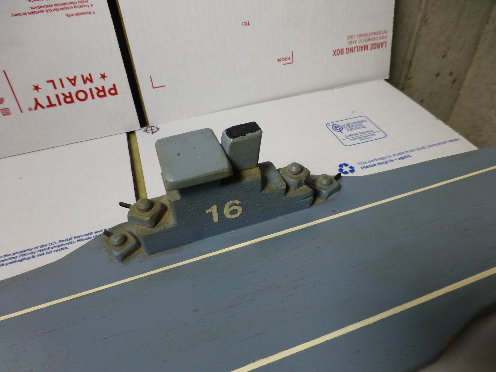 Vintage Wooden Aircraft Carrier Model Handmade