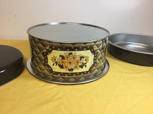 Vintage Metal Triple Decker Food Cake Carrier J L Clark