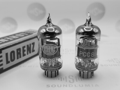 Lorenz PCC88 = 7DJ8 (6DJ8 equiv.) Matched Pair White Logo  - Germany 1950s - NOS