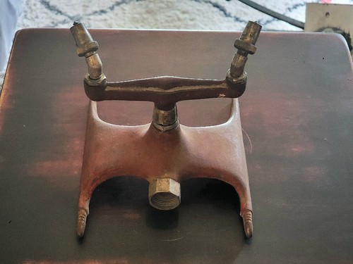 Vintage W.D. Allen Lawn Sprinkler With Cast Iron Base And 2 Brass Arms