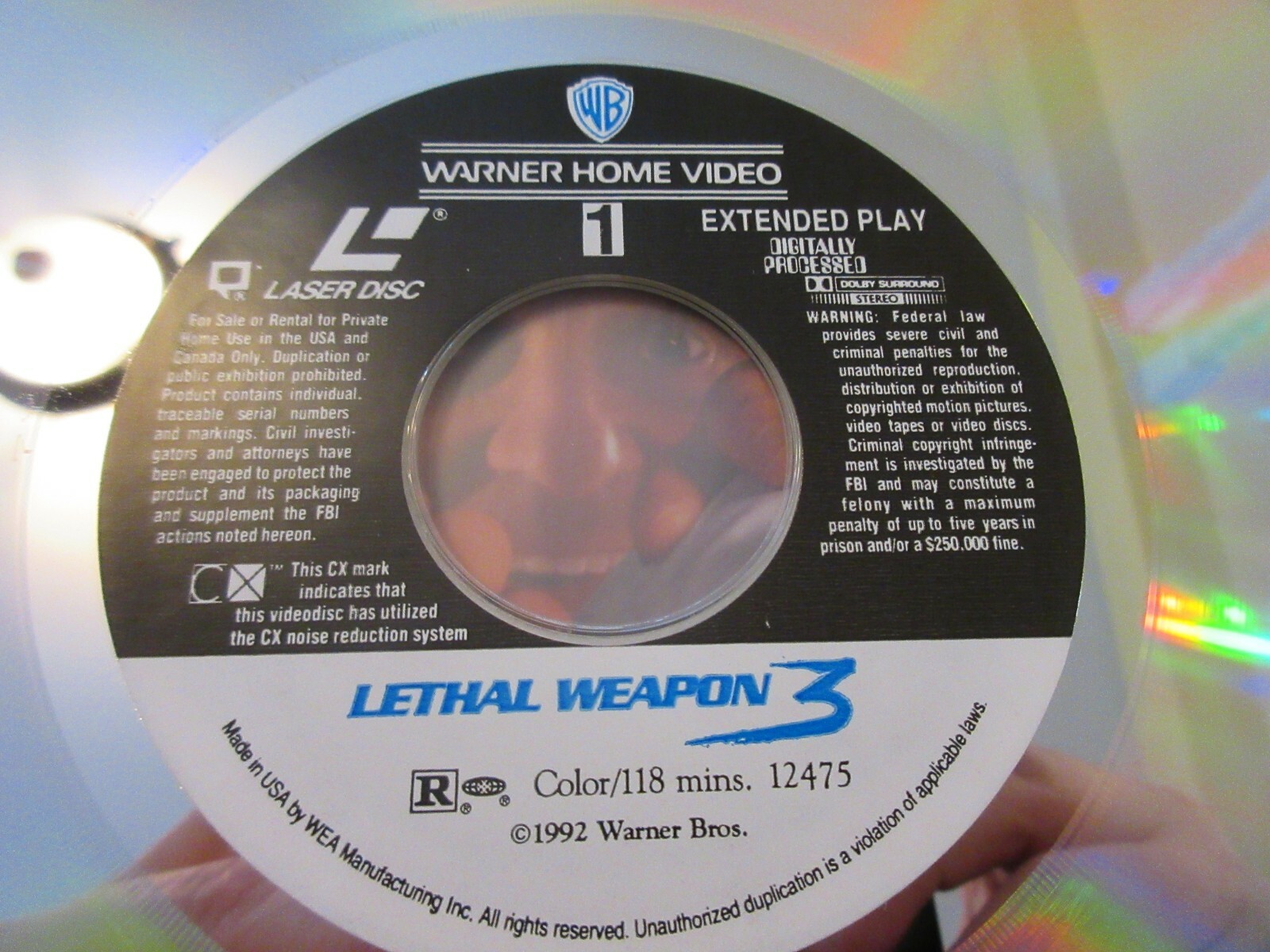 Lethal Weapon 3 1992 Laser Disc 