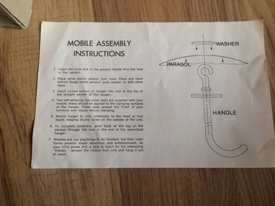 Vintage Dolly Toy Animal Shower Crib Mobile With Instructions