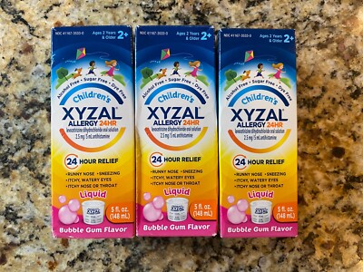 Xyzal Children's Allergy 24HR Oral Solution, Bubble Gum,  5 Fl. Oz Lot Of 3