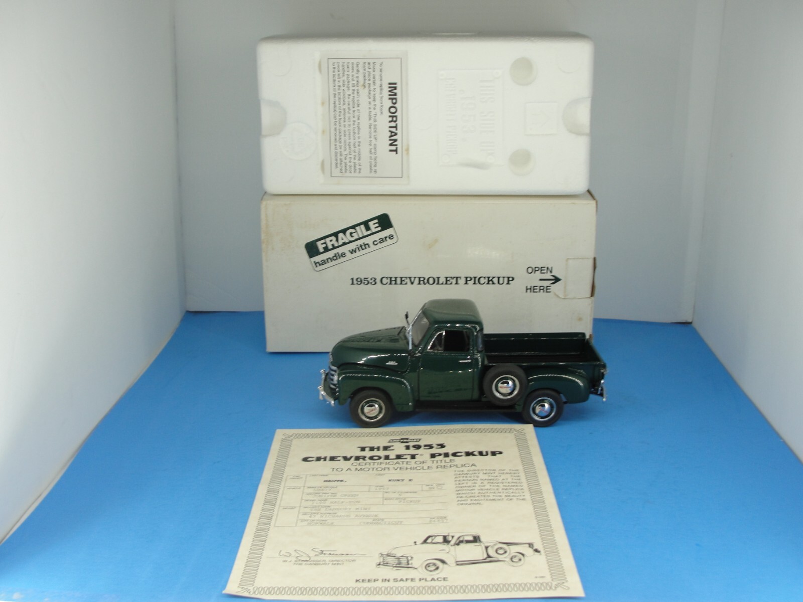 1953 Chevrolet Pickup Green 1:24 Scale Diecast Replica
