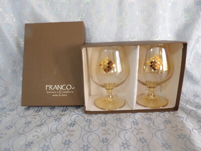 Franco Vetrerie e Cristallerie Set of 2 Brandy Glasses - NIB