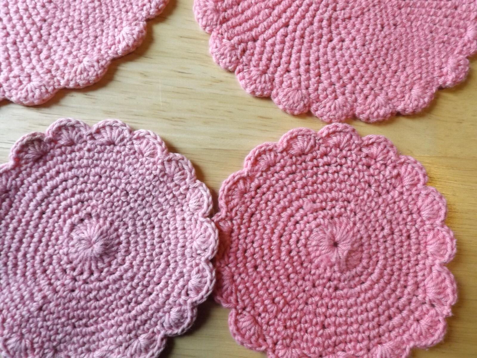 Vtg Lot of 7 Crochet Doily Crocheted Doilies Pink Hot pads