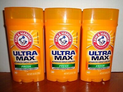 Lot 3 Arm & Hammer Ultra Max Antiperspirant Deodorant Fresh Solid 2.6 oz 03/2024