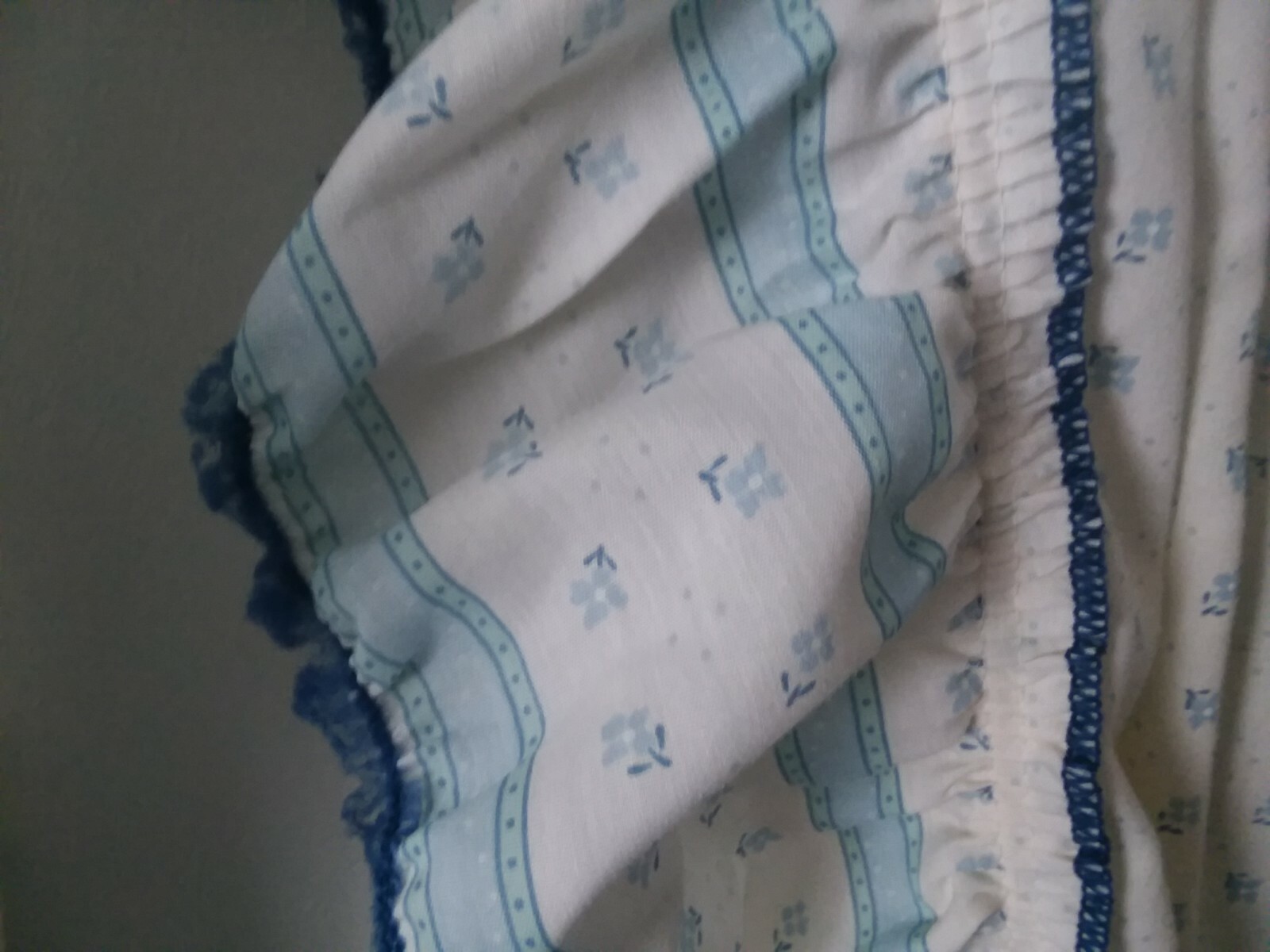 Vintage Kitchen Curtains blue floral country ruffle With Ties Each Panel 45X80