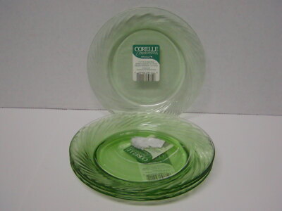 4 NEW CORELLE GREEN FESTIVA 7-1/2'' SALAD PLATES WITH TAGS