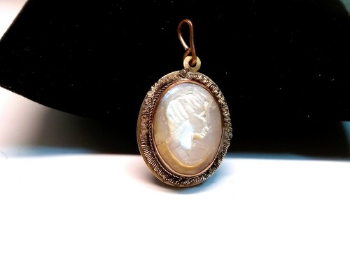 Antique 800 Silver Hand Carved Cameo Pendant