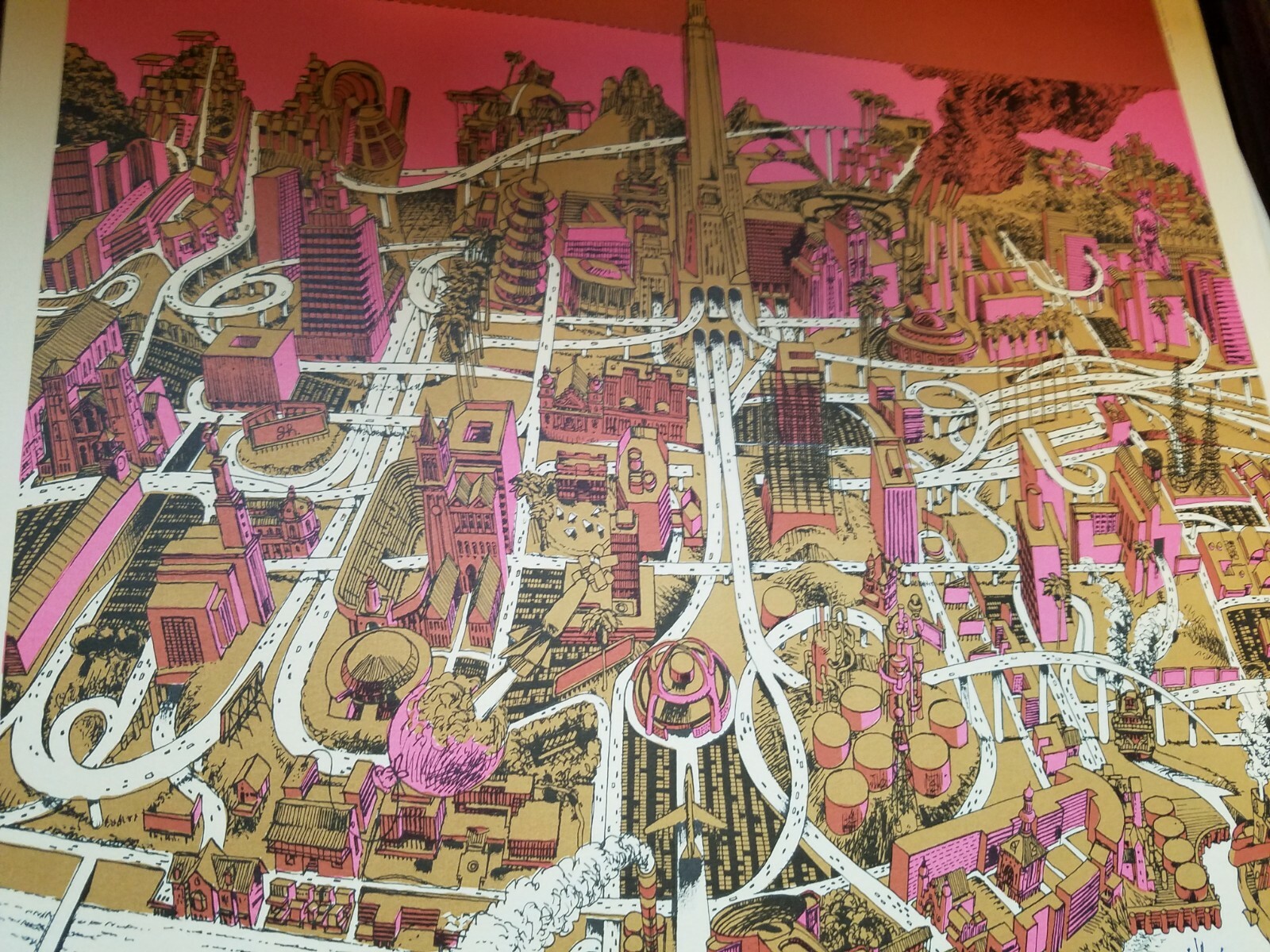 LOS ANGELES CALIFORNIA 1968 68 VINTAGE NOS POSTER FINE ART By GENE HOLTAN