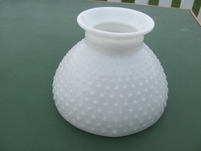 Vintage White Hobnail Glass Shade 8 inch Fitter Polished Rim