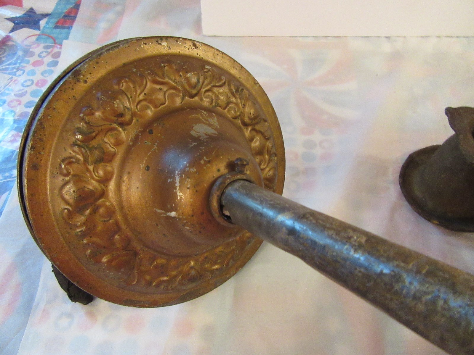 5 Light Chandelier Cast Iron Hammered T.C. Virden Co.1930 Castle Ceiling Light
