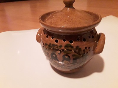 Keramik Zwiebeln Schutte Vorratsgefass Wandgefa H B17x15cm gebraucht S30 26