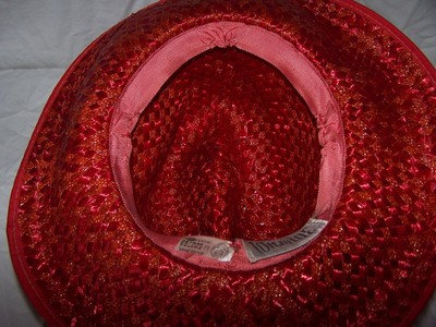 6198 VINTAGE Ladies WILMINE Red Straw Wide Brim Hat SUPER RARE Target USA Union#