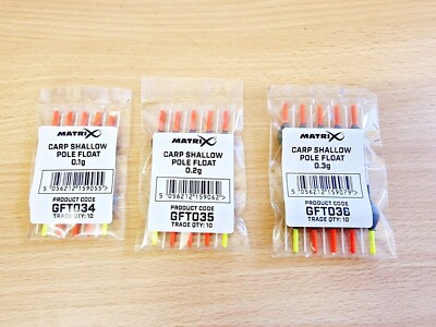 Matrix Carp Shallow Pole Floats x 10 Bulk Pack - Pole Match Fishing Float