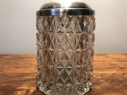 EAPG: STRATFORD DIAMONDS Glass Pickle Castor Insert: Silver Plate 503 Finale top