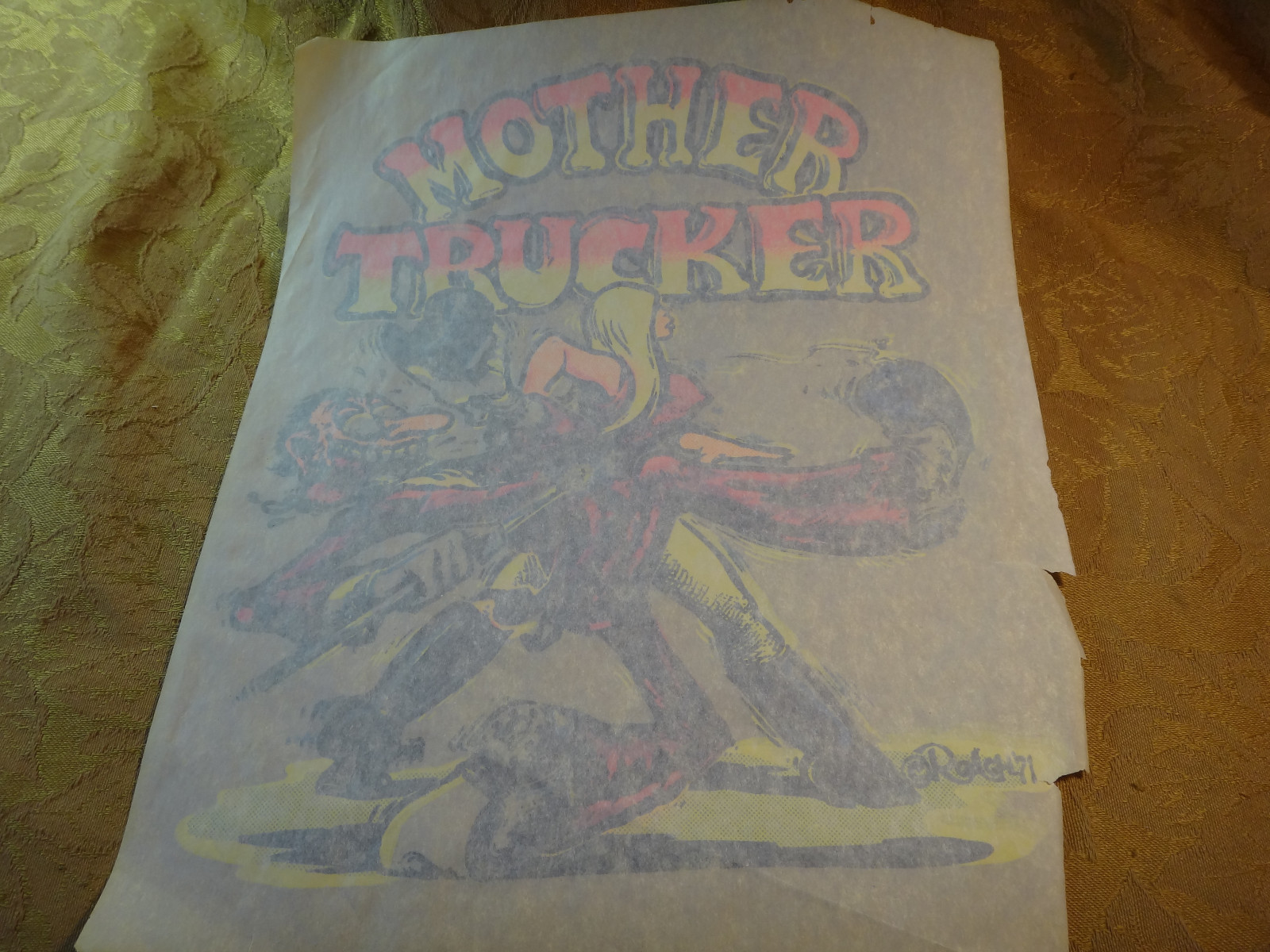 Vintage 1970's Roach Mother Trucker Iron-On Transfer - Free S&H USA