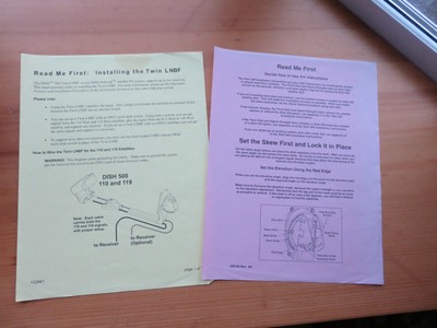 DISH 500 Installation Instructions, Angles Table, Operation Pointers, etc.