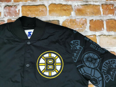 STARTER BOSTON BRUINS STARTER VINTAGE BOMBER USA NHL JACKET RETRO BEARS GREEN: L