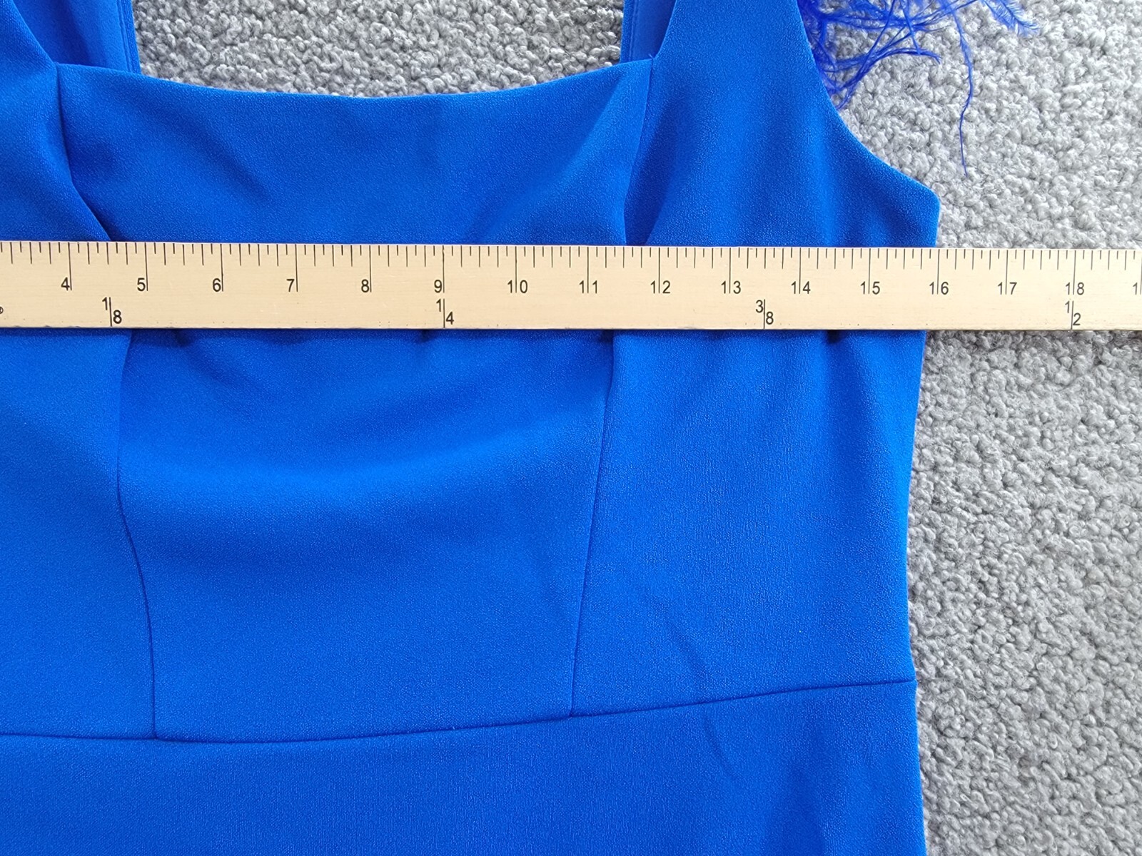 Aidan by Adrianna Papell Feather-Trim Sheath Dress Women's 8 Blue Solid Back Zip - Picture 5 of 16